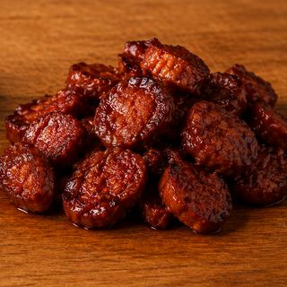 Fire-crisped chorizo slices